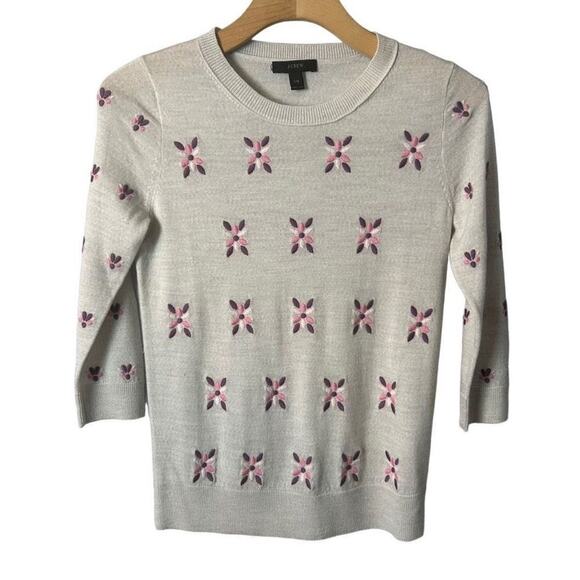 J. Crew Factory Sweaters - J. Crew 100% Merino Wool Tippi Sweater with Embroidered Details